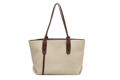 Large Capacity Woven Shouder Bgas Women Versatile Retro Textured Solid Color Totes
