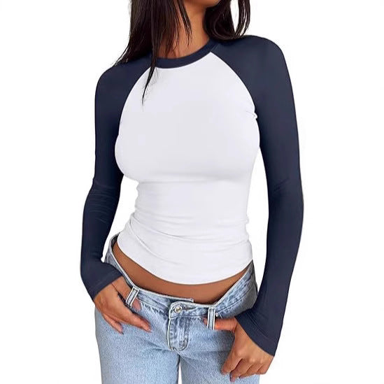 Hot Girl Slim-fit Stretch Color Matching Short Top