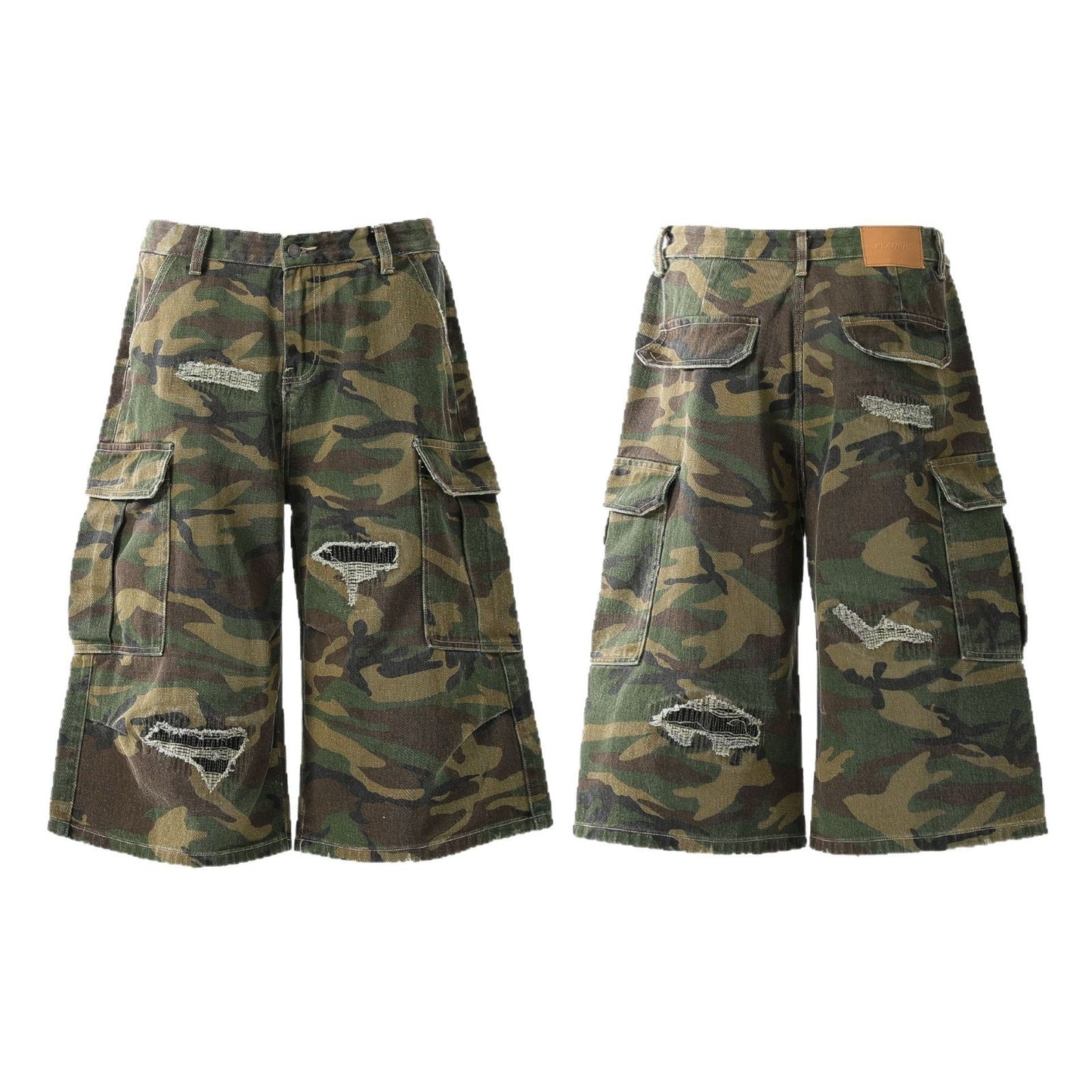 Retro Camouflage Pants Tooling Cropped Trousers