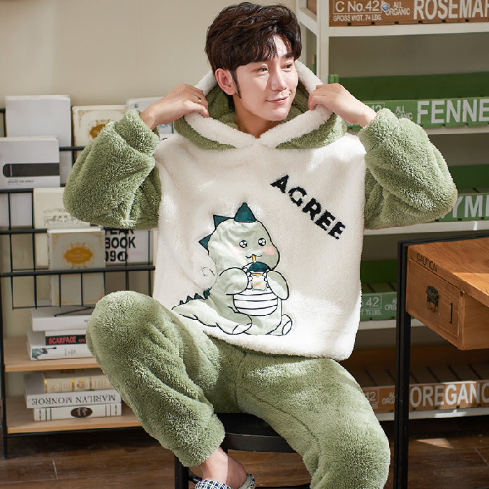 Pajamas Women Winter Plush Coral Fleece Korean Style Long Sleeves