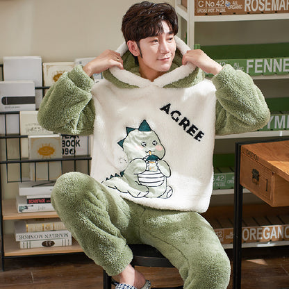 Pajamas Women Winter Plush Coral Fleece Korean Style Long Sleeves