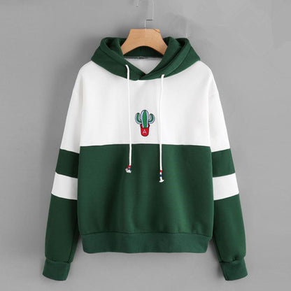 Women's loose hooded printed sweater