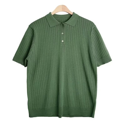 Polo Collar Polo Shirt Knitted Short Sleeve