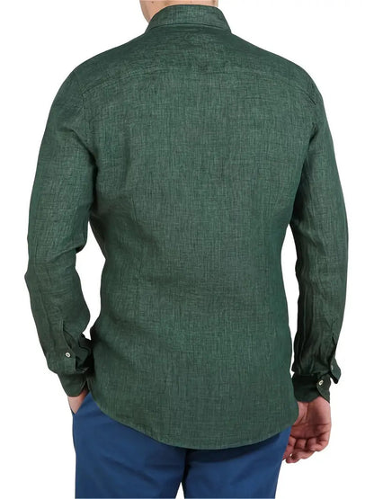 Pring Summer Green Casual Long Sleeved Shirt And Shorts Set