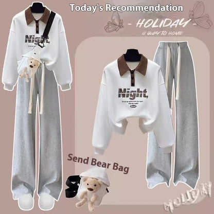 New Spring And Autumn Fashion Wide Leg Pants Two-piece Set