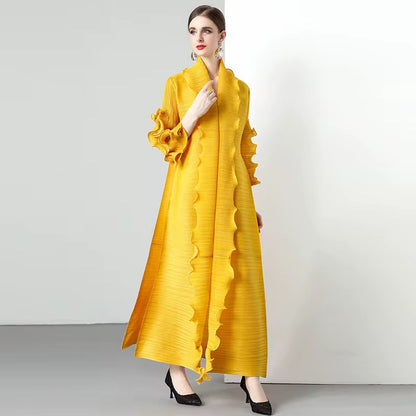 Wave Ruffled Tied Long Dress Slimming