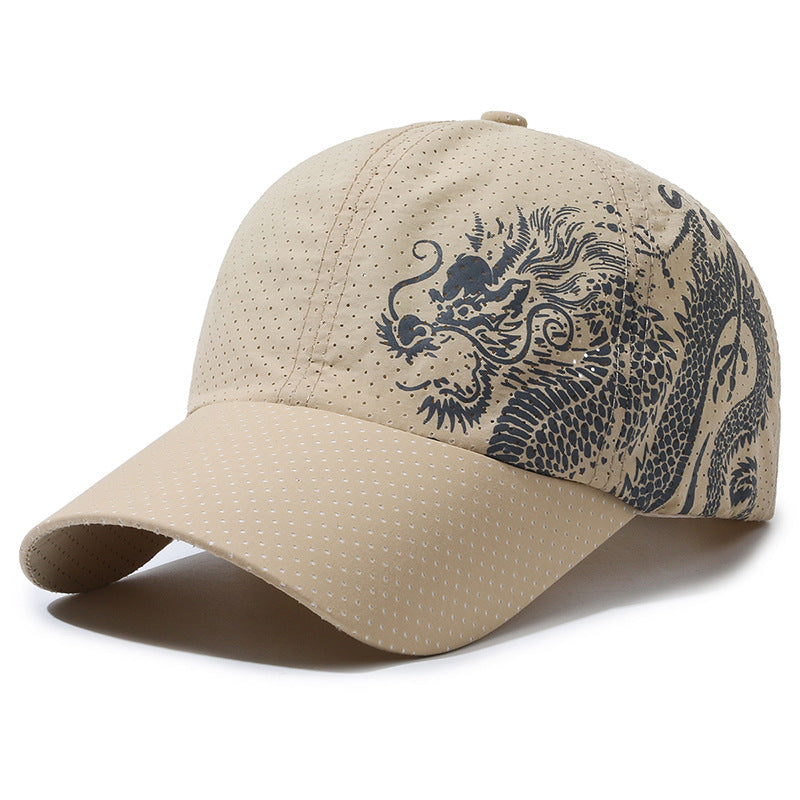 Hat Men's Chinese Style Printed Dragon Baseball Cap Polyester