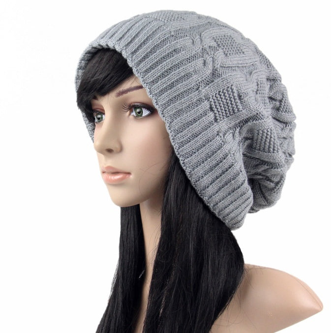 Winter Pile Knitted Woolen Women's Double-layer Hat