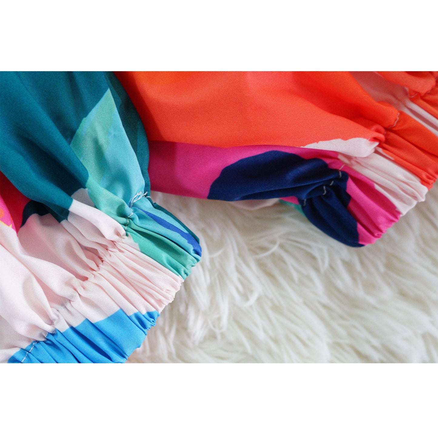 Off Shoulder Satin Printed Bat Sleeve Dress