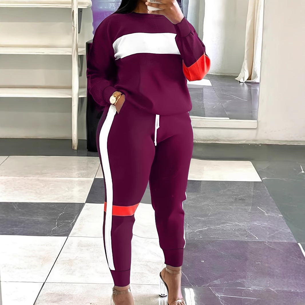 Fashion Cool Contrast Color Plus Size Suit Women