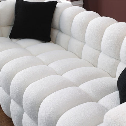 84.3 Length ,35.83 Deepth ,human Body Structure For USA People, Marshmallow Sofa,boucle Sofa ,White Color,3 Seater