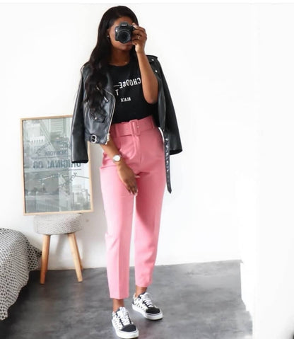 High waist casual trousers