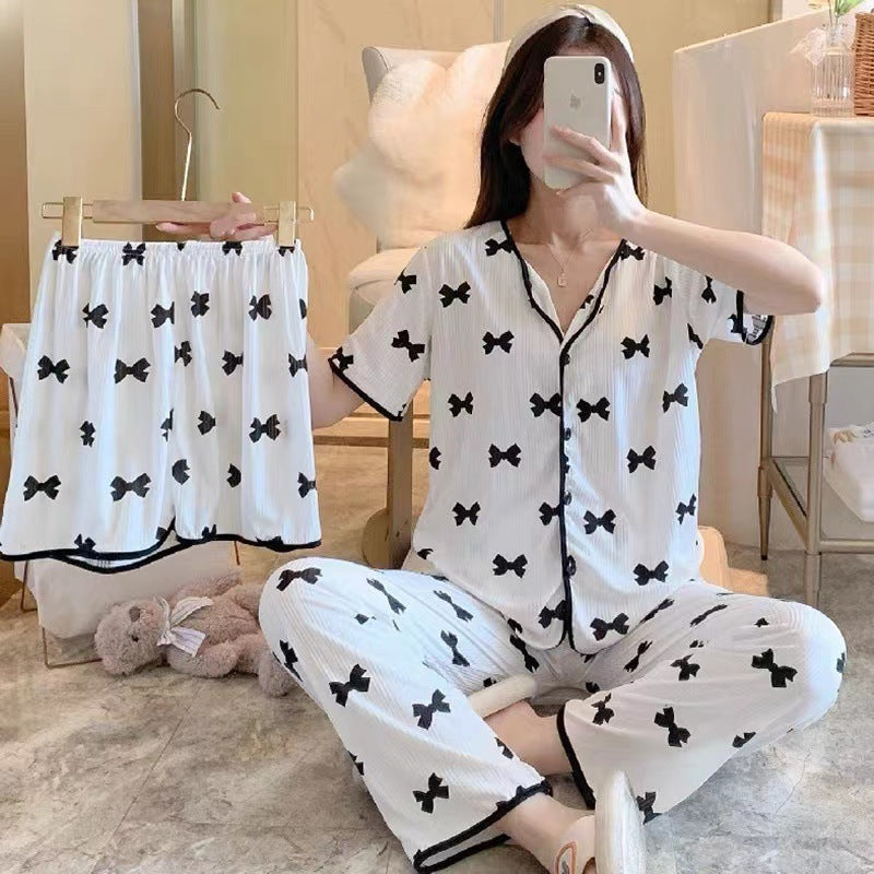 Women's Fashion Casual Printing Cotton Outer Wear Three-piece Suit