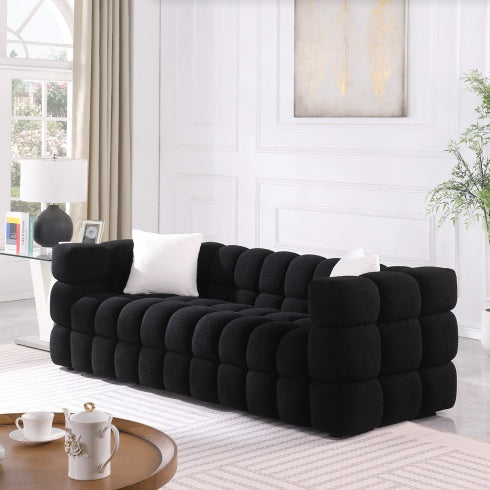 84.3 Length ,35.83 Deepth ,human Body Structure For USA People, Marshmallow Sofa,boucle Sofa ,White Color,3 Seater
