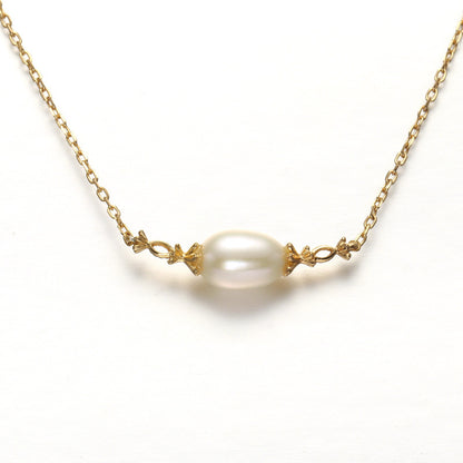 Silver Vintage Pearl Pendant Necklace Women's Simple