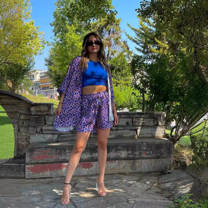 European And American Casual Fashion Printing T-shirt Shorts Set