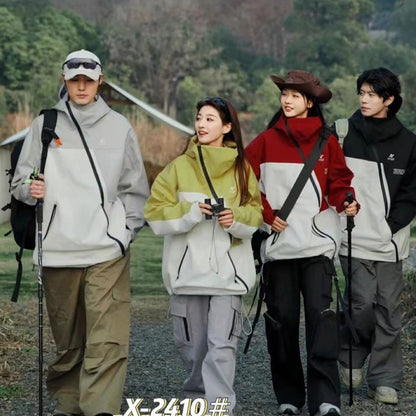 Color Matching Oblique Zipper Function Windproof Waterproof Jacket