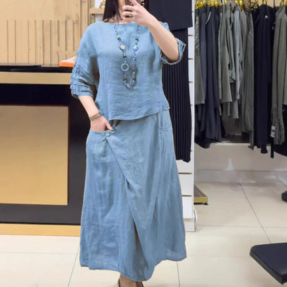 Casual Solid Color Loose Dress Two-piece Suit