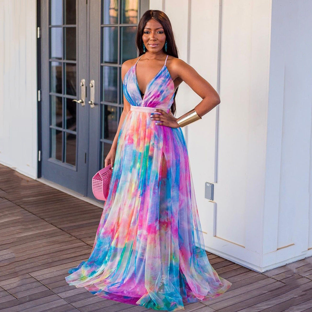 Digital Printing European And American Fashion Style Large Swing Dress Women's Clothing