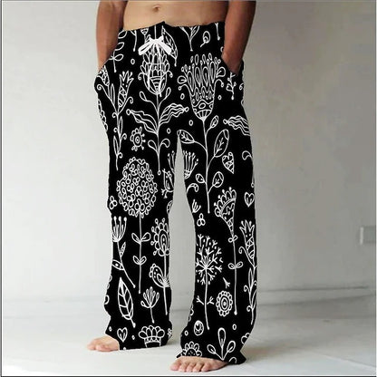 Men's Loose Straight Long Casual Pants 3D Printed Sweatpants