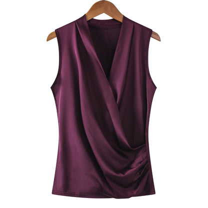 Satin Vest Women's Sleeveless V-neck Top