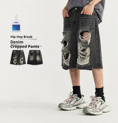 American Street Hip Hop Ripped Denim Shorts