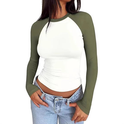 Hot Girl Slim-fit Stretch Color Matching Short Top