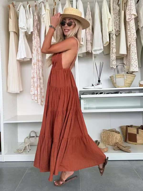 European And American Summer Sexy Fashion Suspenders Stitching Dress Women