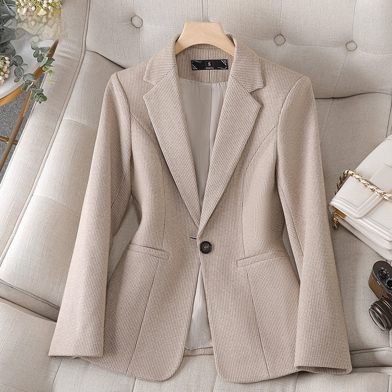 Women's Fashion Houndstooth Small Suit Jacket