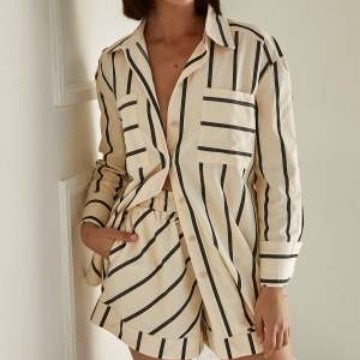 Summer Loose Striped Cardigan Shorts Suit