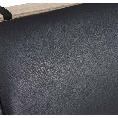 Full Size Upholstered Faux Leather Platform Bed With LED Light Bed Frame With Slatted - Black