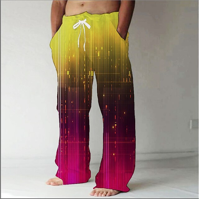 Men's Loose Straight Long Casual Pants 3D Printed Sweatpants