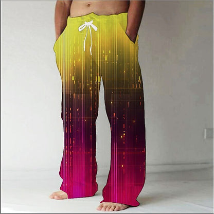 Men's Loose Straight Long Casual Pants 3D Printed Sweatpants