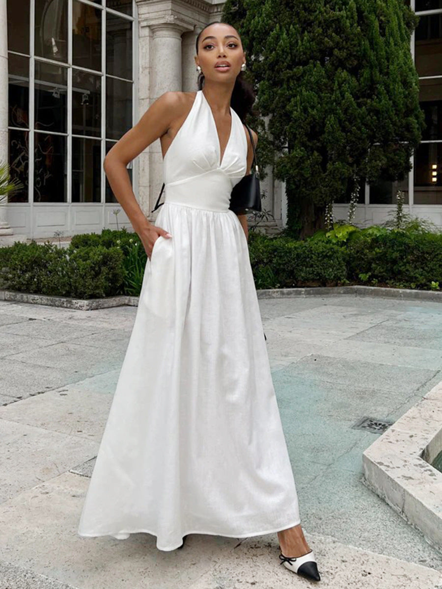 Halter Lace-up Backless Long Dress