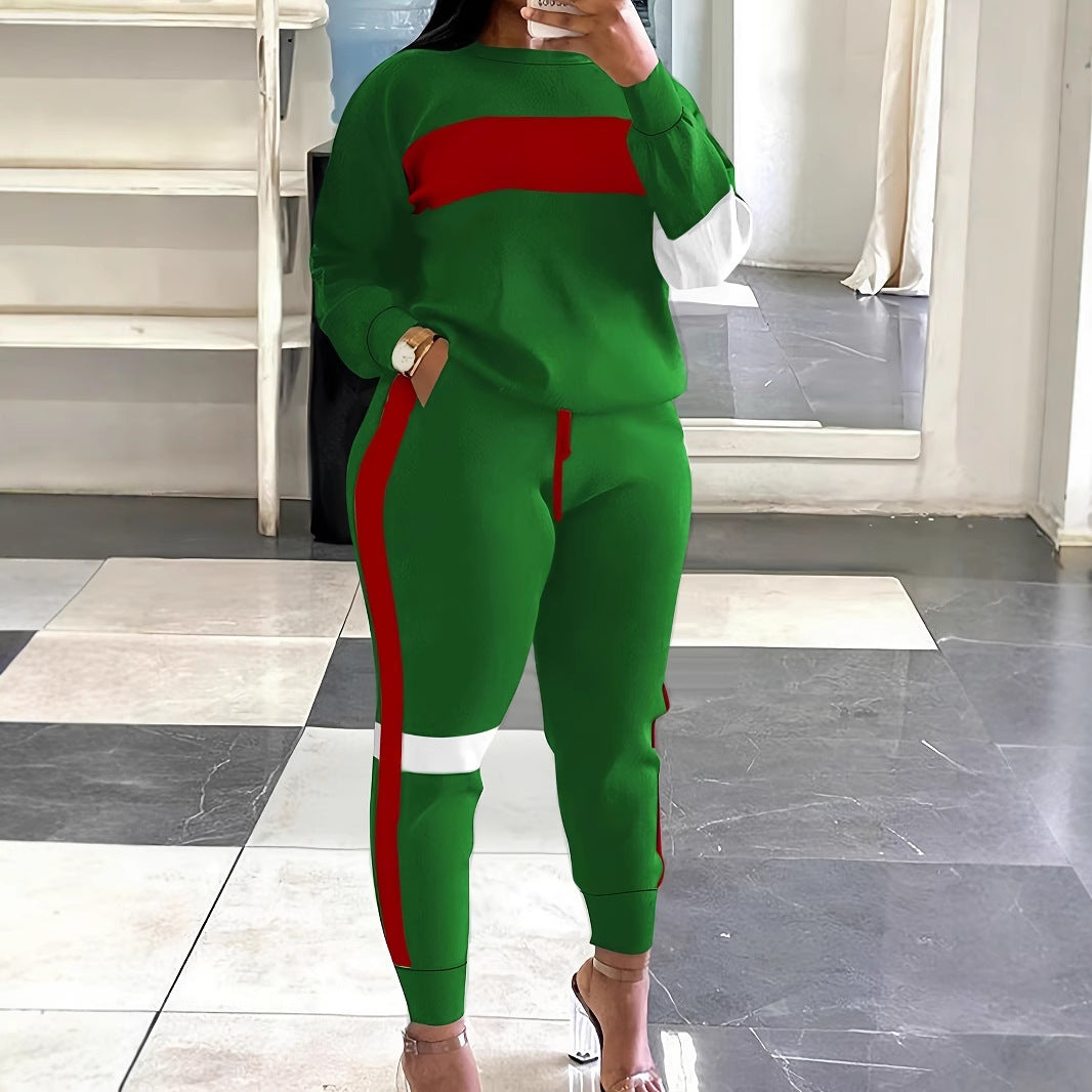 Fashion Cool Contrast Color Plus Size Suit Women