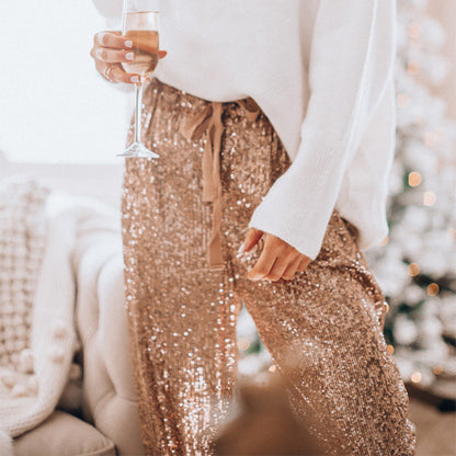 High waist drawstring trousers