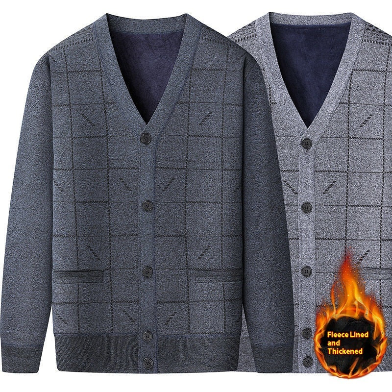 Middle-aged And Elderly Men's Sweater Cardigan Autumn And Winter Dad Wear