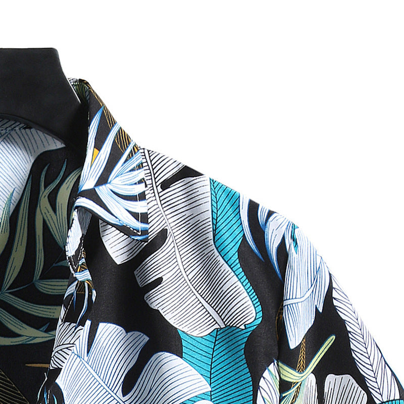 Foreign Trade Men's Floral Shirts Trends Hawaiian Printing Short-sleeved