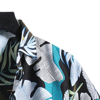 Foreign Trade Men's Floral Shirts Trends Hawaiian Printing Short-sleeved