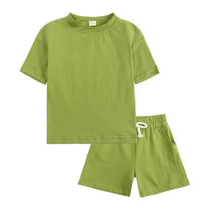 Korean Style Summer Sports Suit Summer Medium And Small Clothes Children