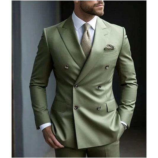 Men's Two-piece Suit Korean Style Slim Fit Business Best Man Casual Suit
