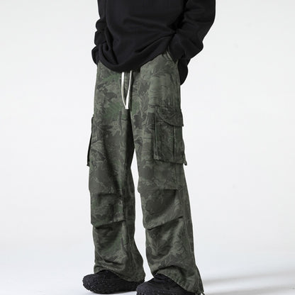 Retro Overalls Lengthened Pleated Parachute Pants