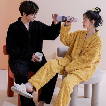 Warm And Fleece Thickened Flannel Home Service Suit