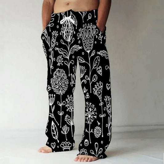 Men's Loose Straight Long Casual Pants 3D Printed Sweatpants