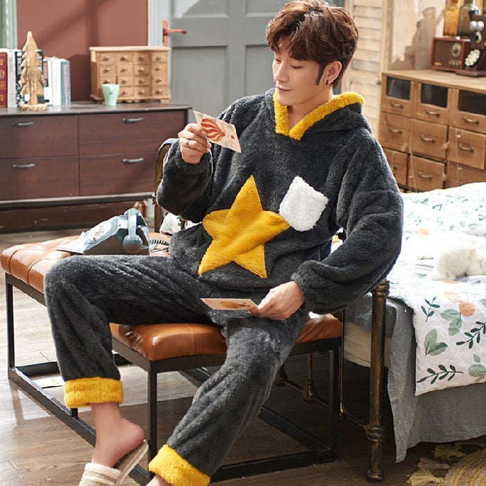 Pajamas Women Winter Plush Coral Fleece Korean Style Long Sleeves