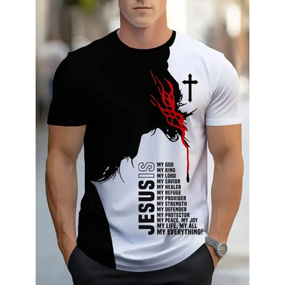 Men's Short-sleeved T-shirt Business Casual Series Digital 3D Printing
