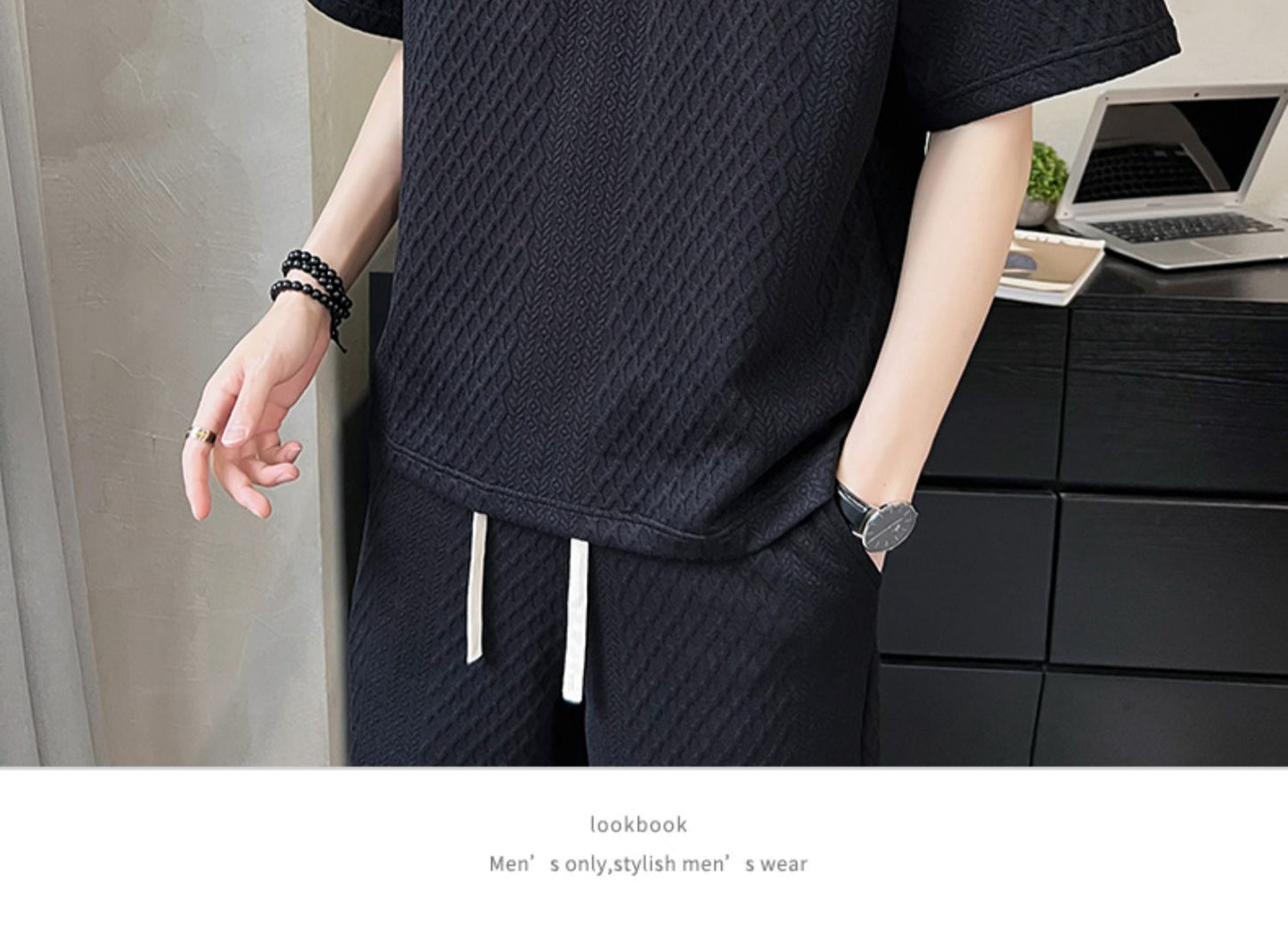 Men's Summer Light Luxury Short-sleeved Shorts Suit