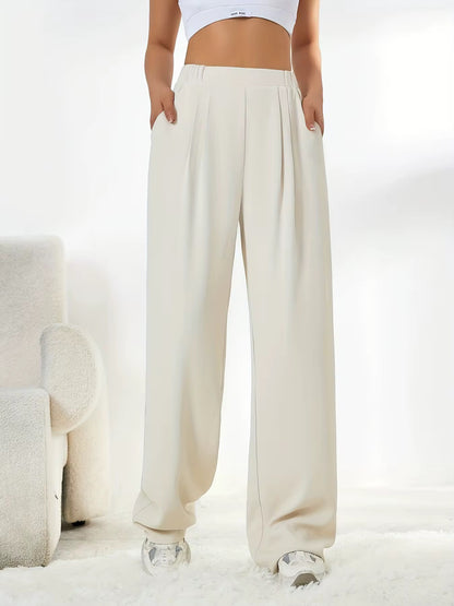 Elegant High Waist Wide Leg Straight Casual Pants