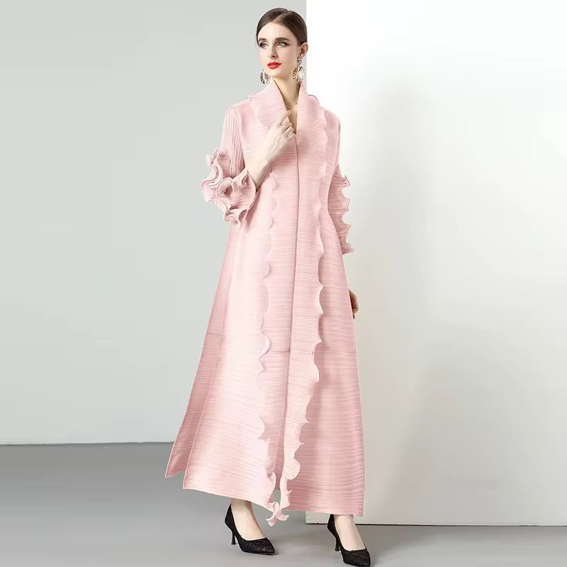 Wave Ruffled Tied Long Dress Slimming