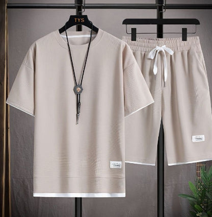 New Summer Short-sleeved Suit Men's T-shirt Exercise Casual Men's Clothes Sets